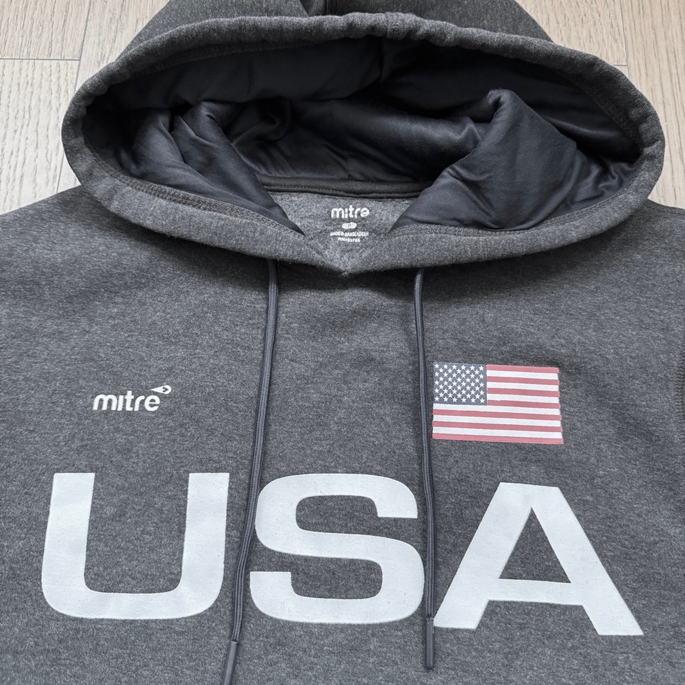 Men's USA Charcoal Fleece Hoodie NWT - Size M - Picture 4 of 9